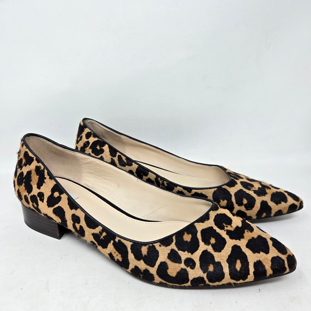 Cole Haan Leopard Print Calf Hair Pointed Toe Flats Shoes 7.5 B